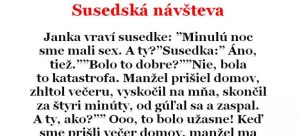 Vtip Dňa: Susedská návšteva