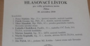 V Žiline sa objavil volebný lístok, ktorý nemá chybu. Ľudia sa z neho smejú, čo naňho niekto napísal
