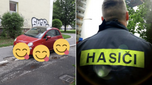 Košickí hasiči potrebovali posunúť auto pod stromom. Ich nápad si získal veľa ľudí