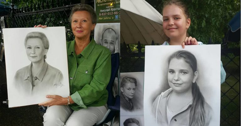 Ruský umelec maľuje realistické portréty len za 1 hodinu priamo na ulici