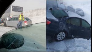 Video: Husté sneženie spôsobilo veľkú nehodu na diaľnici do Popradu
