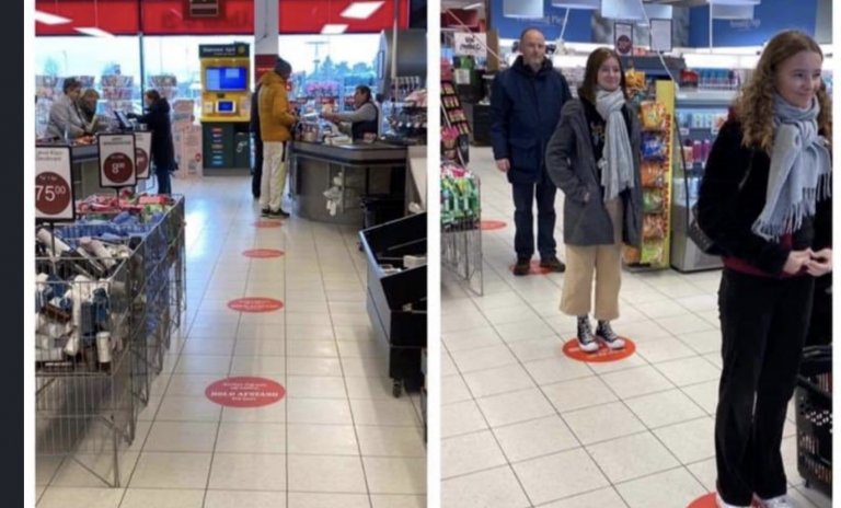 V dánskom supermarkete si zákazníci udržiavajú bezpečnostný odstup. Supermarket zaviedol jasné pravidlá