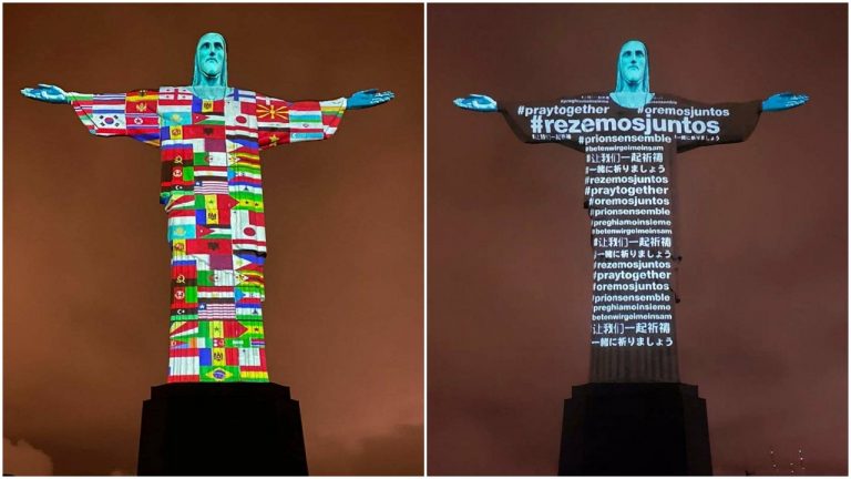 Socha Ježiša Krista v Rio de Janeiro sa rozsvietila vlajkami krajín, ktoré postihol nový koronavírus