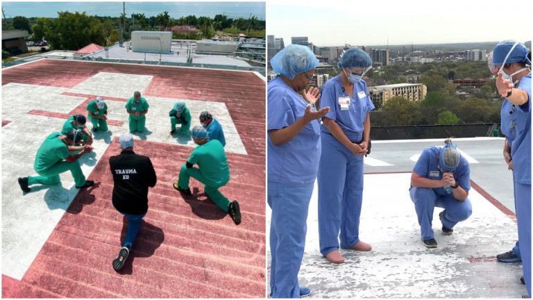 Zdravotníci sa modlia na streche nemocnice: Prosili o zdravie pacientov, kolegov a ich rodín
