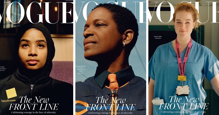 Na novej obálke Vogue sa nachádzajú kľúčový pracovníci namiesto modelov.