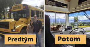Pár strávil rok a pol premenou starého školského autobusu z 90. rokov na útulný dom