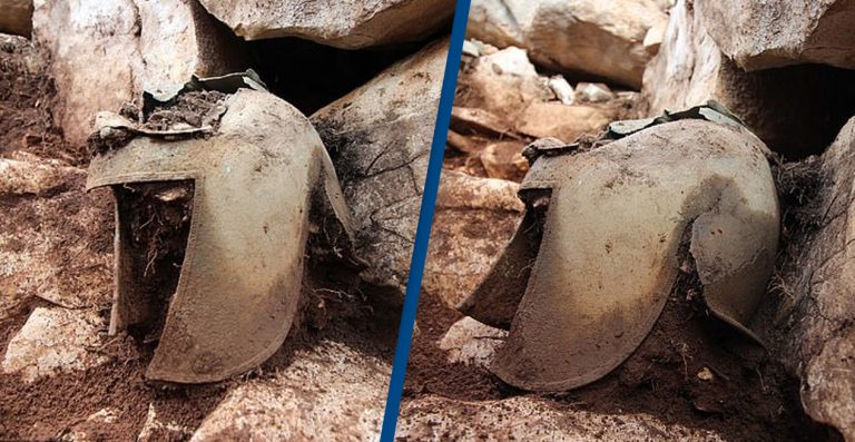Archeológovia našli 2000 rokov starú lebku bojovníka v zachovalej gréckej bojovej prilbe