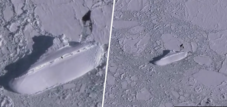 Záhadnú 130 metrov dlhú loď objavili používatelia aplikácie Google Earth v ľadovci