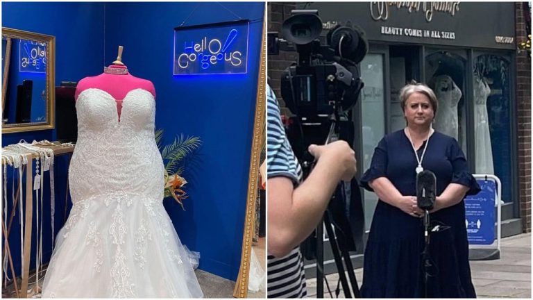 Majiteľku zasiahla kritika, keď do výkladu DALA svadobné šaty pre ženy s kilami