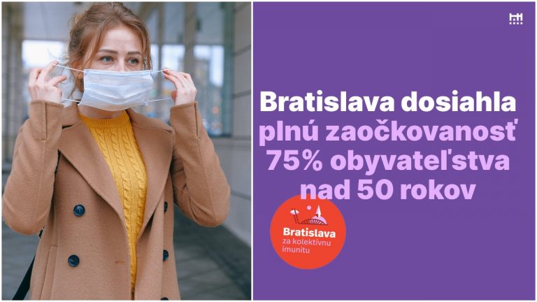 Bratislava dosiahla 75 % zaočkovanosť ľudí nad 50 rokov. Nehrozí jej teda červená a ani bordová farba covid automatu