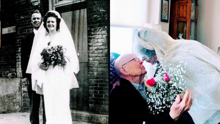 Žena zdieľa milostný príbeh svojich starých rodičov na počesť ich 75. výročia svadby