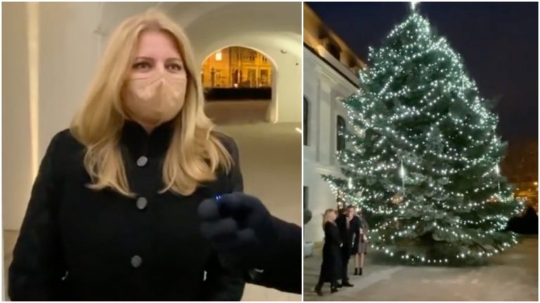 Prezidentka už rozsvietila vianočný stromček aj pred Prezidentským palácom