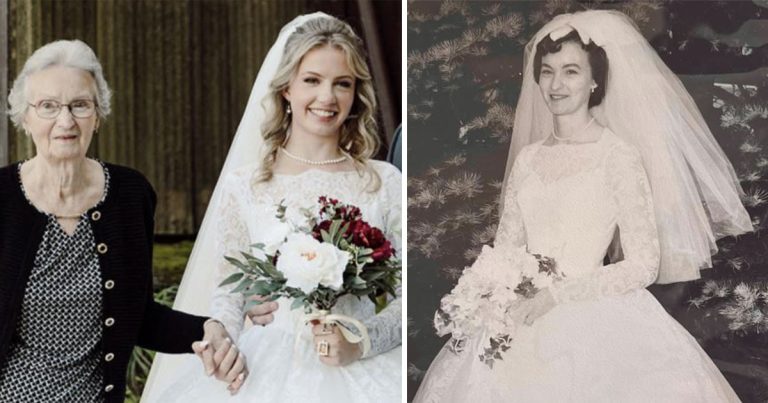 Nevesta si na svadbu obliekla svadobné šaty OD BABKY z roku 1961, ktoré už boli uložené vo vreci na odpadky