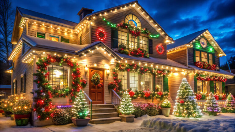 Ako bezpečne ozdobiť fasádu a vyššie časti domu na Vianoce